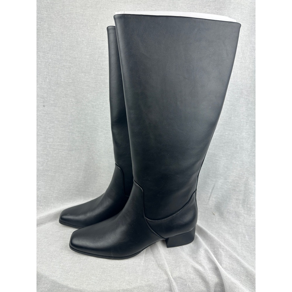 Universal Thread Womens Black Square Toe Knee High Tall Dress Boots Size 9.5 NEW